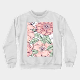 Pink Floral Pattern Crewneck Sweatshirt